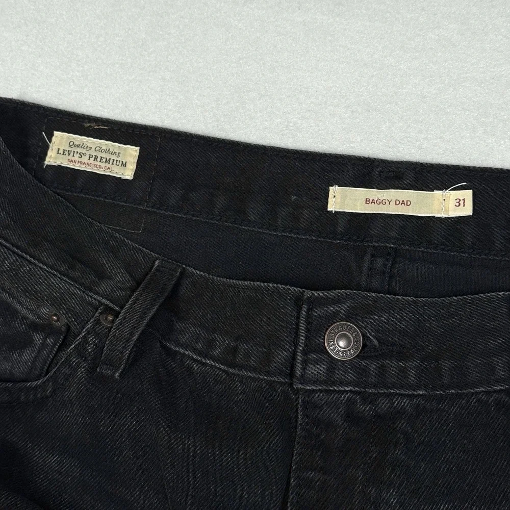 Levis Jeans Womens 31 Baggy Dad Wide Leg BIG E Premium Denim Relaxed Fit Black - Picture 4 of 15